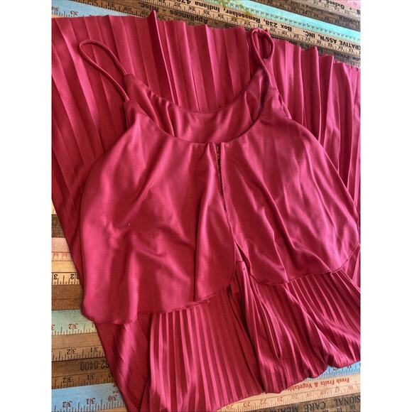 Vintage Jody T California Accordion Pleat Cami Midi Tank Cocktail Dress Disco S - Picture 13 of 13